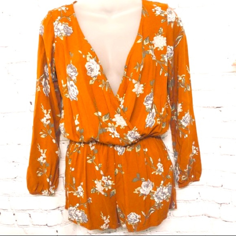 Forever 21 Orange Floral Romper